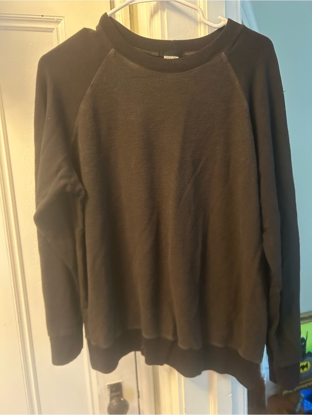 ☀️3/$25 Monrow raglan sweater crewneck sweatshirt xl black color block